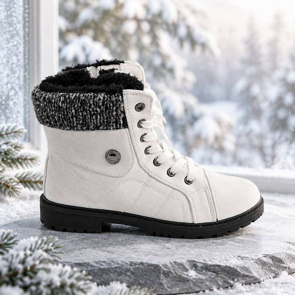 NWOB Women's Winter Faux Fur Lined Hiking Combat Biker Boots Size EU39 US 8